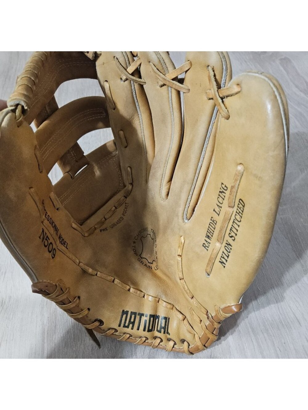 National Wrist O Matic Professional Model N509 Left Hand Leather Baseball Glove